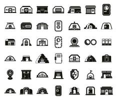 Bomb shelter icons set simple vector. Bunker safe attack vector