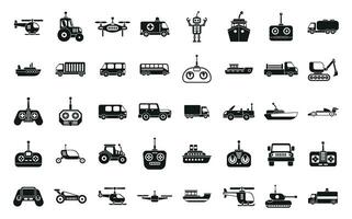 Radio control toys icons set simple vector. Rc toy model vector