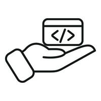 Care api code icon outline vector. Gear hosting server vector