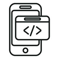 Smartphone code developer icon outline vector. Build team coder vector
