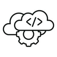 Cloud gear support icon outline vector. Mobile server app vector