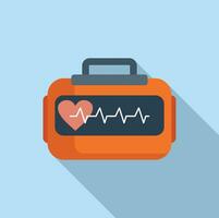 Hypertension defibrillator icon flat vector. Portable device vector