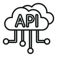 Api data cloud icon outline vector. Gear hosting internet vector