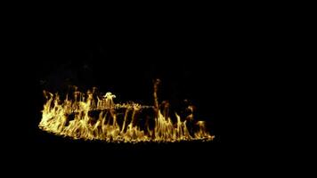 Fire circle on black background video