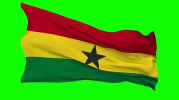 Ghana Flag Waving Seamless Loop in Wind, Chroma Key Green Screen, Luma Matte Selection video
