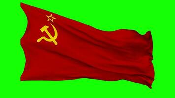 Soviético Unión bandera ondulación sin costura lazo en viento, croma llave verde pantalla, luma mate selección video
