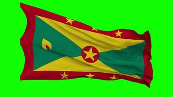 Grenada Flag Waving Seamless Loop in Wind, Chroma Key Green Screen, Luma Matte Selection video