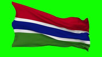 Gambia bandera ondulación sin costura lazo en viento, croma llave verde pantalla, luma mate selección video