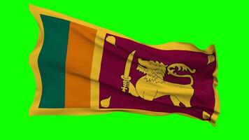 Sri Lanka Flag Waving Seamless Loop in Wind, Chroma Key Green Screen, Luma Matte Selection video