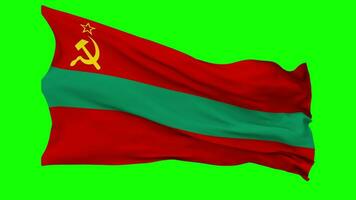 Transnistria Flag Waving Seamless Loop in Wind, Chroma Key Green Screen, Luma Matte Selection video