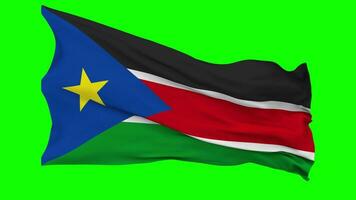 South Sudan Flag Waving Seamless Loop in Wind, Chroma Key Green Screen, Luma Matte Selection video