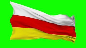 South Ossetia Flag Waving Seamless Loop in Wind, Chroma Key Green Screen, Luma Matte Selection video