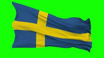 Sweden Flag Waving Seamless Loop in Wind, Chroma Key Green Screen, Luma Matte Selection video