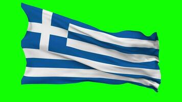 Greece Flag Waving Seamless Loop in Wind, Chroma Key Green Screen, Luma Matte Selection video