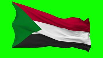 Sudan Flag Waving Seamless Loop in Wind, Chroma Key Green Screen, Luma Matte Selection video