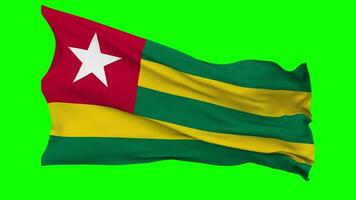 Togo Flag Waving Seamless Loop in Wind, Chroma Key Green Screen, Luma Matte Selection video