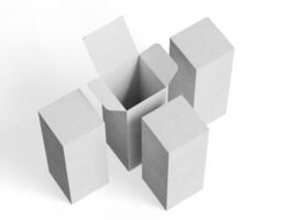 caja embalaje blanco color y antecedentes cartulina papel con realista textura foto