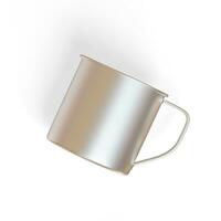 Steel Mugs isolated on white background. Metal Cup or aluminium texture High resolution photo for mockup collection