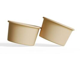 Container for food or Disposable kraft paper bowl isolated on white background realistic 3D illustration photo