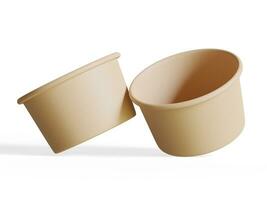 Container for food or Disposable kraft paper bowl isolated on white background realistic 3D illustration photo