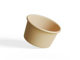 Container for food or Disposable kraft paper bowl isolated on white background realistic 3D illustration photo