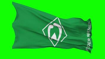 Sportverein Werder Bremen von 1899 e V, SV Werder Bremen Flag Waving Seamless Loop in Wind, Chroma Key Green Screen, Luma Matte Selection video