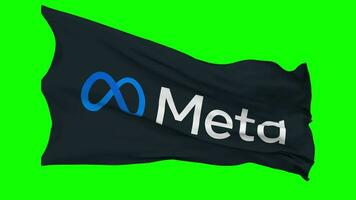 Meta Flag Waving Seamless Loop in Wind, Chroma Key Green Screen, Luma Matte Selection video