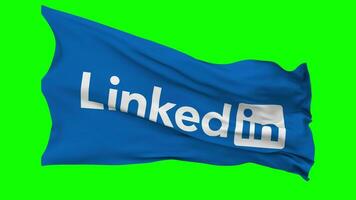 linkedin vlag golvend naadloos lus in wind, chroma sleutel groen scherm, luma matte selectie video