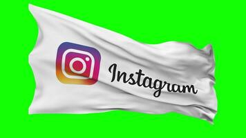 Instagram Flag Waving Seamless Loop in Wind, Chroma Key Green Screen, Luma Matte Selection video