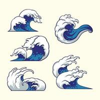 Japanese style wave vector art