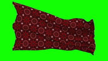 Sindhi Ajrak Flag Waving Seamless Loop in Wind, Chroma Key Green Screen, Luma Matte Selection video