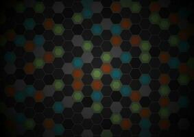 Black and colorful hexagons tech pattern design photo