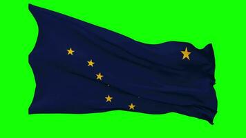 State of Alaska Flag Waving Seamless Loop in Wind, Chroma Key Green Screen, Luma Matte Selection video