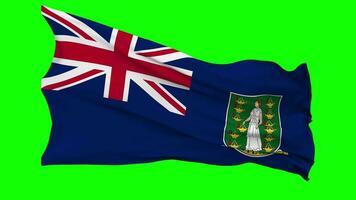 British Virgin Islands, BVI Flag Waving Seamless Loop in Wind, Chroma Key Green Screen, Luma Matte Selection video