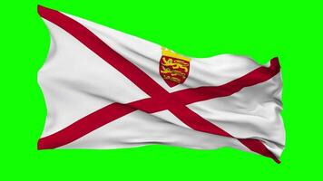 Bailiwick of Jersey Flag Waving Seamless Loop in Wind, Chroma Key Green Screen, Luma Matte Selection video