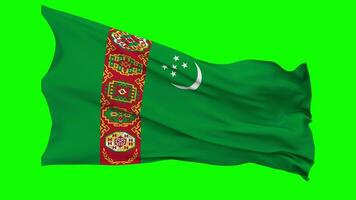 Turkmenistan Flag Waving Seamless Loop in Wind, Chroma Key Green Screen, Luma Matte Selection video