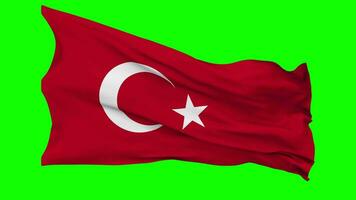 Turkey Flag Waving Seamless Loop in Wind, Chroma Key Green Screen, Luma Matte Selection video