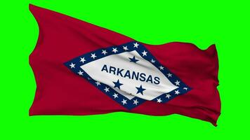 State of Arkansas Flag Waving Seamless Loop in Wind, Chroma Key Green Screen, Luma Matte Selection video