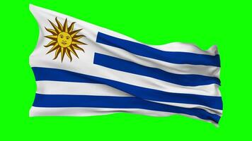 Uruguay drapeau agitant sans couture boucle dans vent, chrominance clé vert filtrer, luma mat sélection video