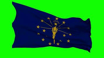 State of Indiana Flag Waving Seamless Loop in Wind, Chroma Key Green Screen, Luma Matte Selection video