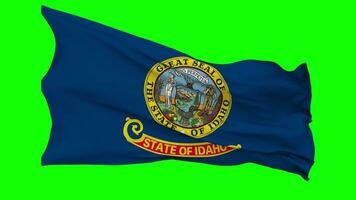 State of Idaho Flag Waving Seamless Loop in Wind, Chroma Key Green Screen, Luma Matte Selection video