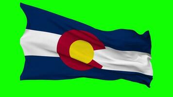 State of Colorado Flag Waving Seamless Loop in Wind, Chroma Key Green Screen, Luma Matte Selection video