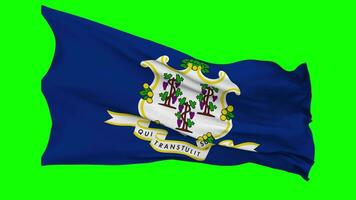 Etat de Connecticut drapeau agitant sans couture boucle dans vent, chrominance clé vert filtrer, luma mat sélection video