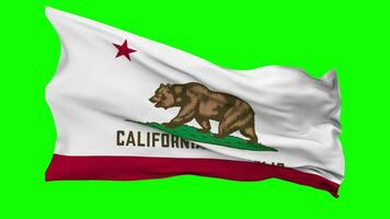 stato di California bandiera agitando senza soluzione di continuità ciclo continuo nel vento, croma chiave verde schermo, luma Opaco selezione video