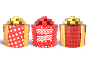 3D Rendering Christmas Round Gift Boxes With Ribbon png