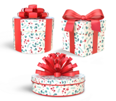 3D Rendering Christmas Gift Boxes With Ribbon Different Shapes png