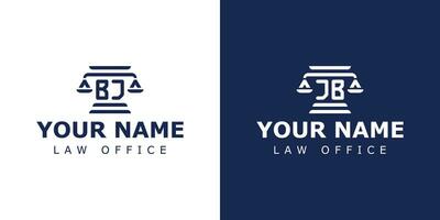 Letter BJ and JB Legal Logo, suitable for any business related to lawyer, legal, or justice with BJ or JB initials vector