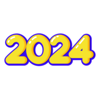 2024 text in cheerful yellow color on transparent background png