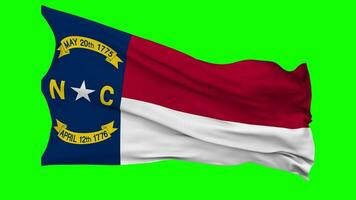 State of North Carolina Flag Waving Seamless Loop in Wind, Chroma Key Green Screen, Luma Matte Selection video