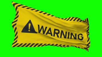 Warning Yellow Flag Waving Seamless Loop in Wind, Chroma Key Green Screen, Luma Matte Selection video